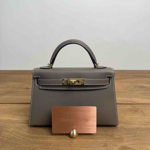 Hermès Mini Kelly II 20 Etoupe Epsom Gold Hardware