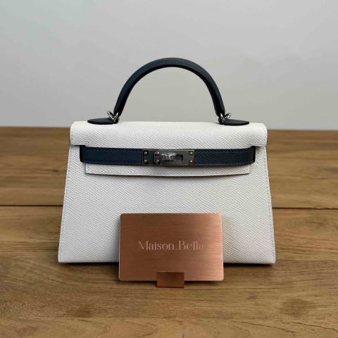 Hermès Mini Kelly II Sellier Epsom Graphite & Gris Craie with Palladium Hardware