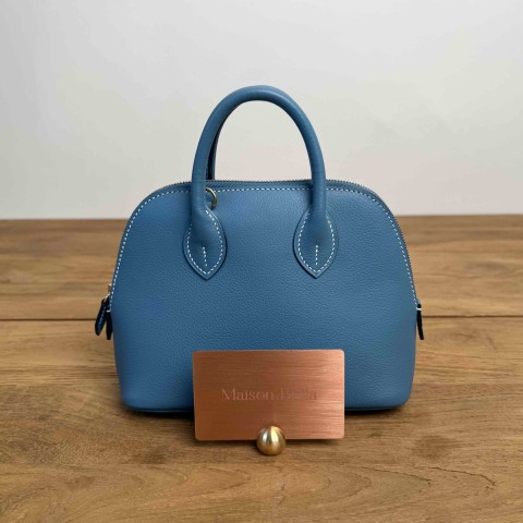 Hermès Bolide Mini in Bleu Jean Evercolor with Palladium Hardware