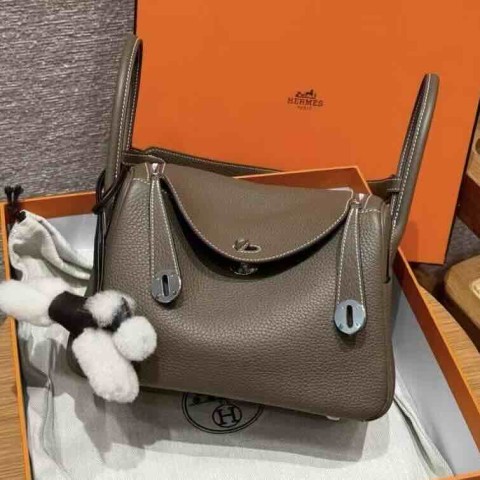 Hermès Lindy 26 Etoupe Clemence Leather Palladium Hardware