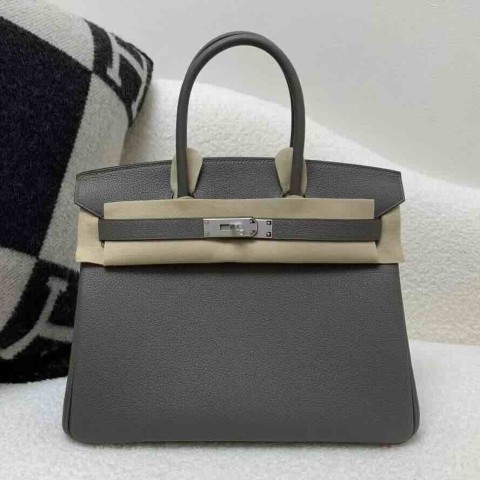 Hermès Birkin 30cm Togo Leather 8F Etain (Tin Grey) / Palladium Hardware