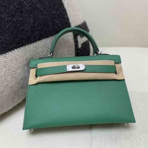 Hermès Mini Kelly II Epsom Leather Cactus Green / Palladium Hardware