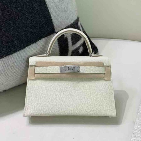 Hermès Mini Kelly II Epsom Leather Milky White / Palladium Hardware