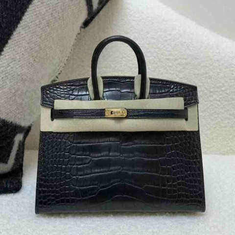 Hermès Birkin 20cm Matte Alligator Leather Black / Gold Hardware