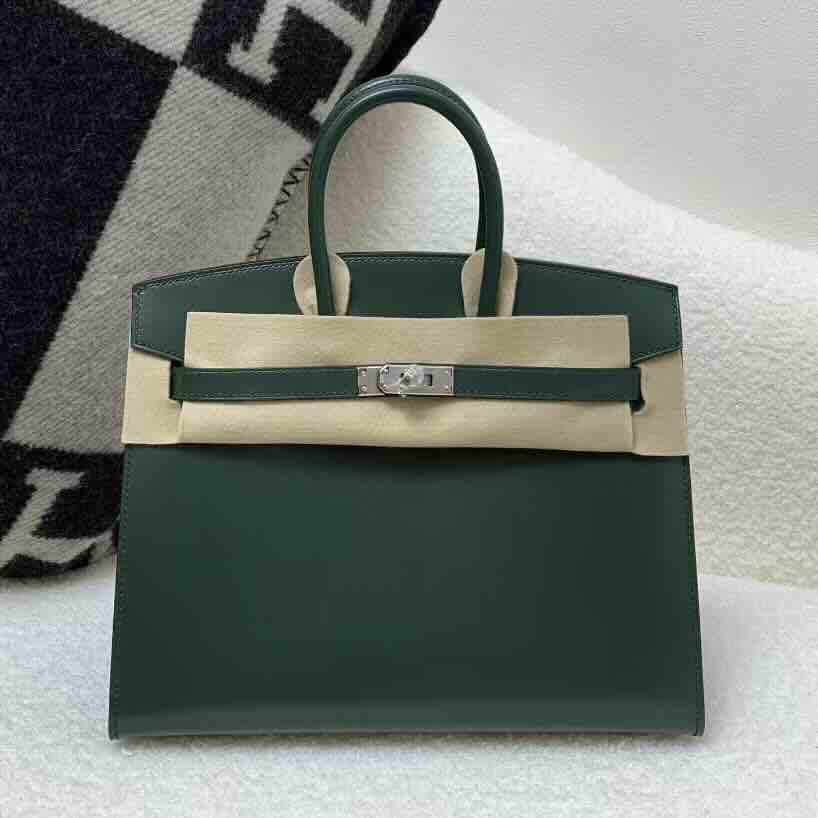Hermès Birkin 25cm Box Leather 67 Emerald Green / Palladium Hardware
