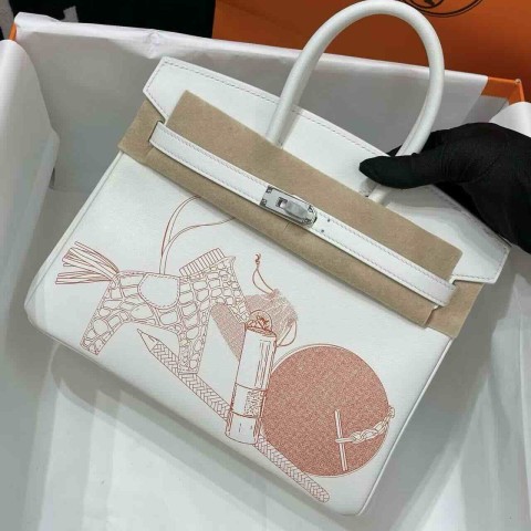  Hermès Birkin 25 Nata In & Out PHW (Palladium Hardware)