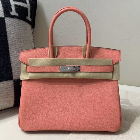 Hermès Birkin 30cm Togo Leather Lobster Pink / Palladium Hardware