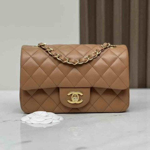 Chanel Classic Flap Mini Bag 20cm Caramel 22S