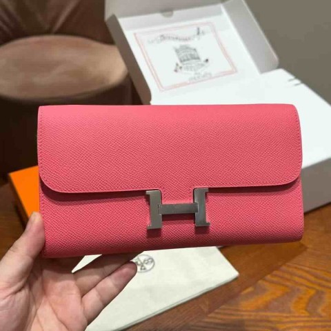 Hermès Constance Long To Go Wallet Epsom Leather Rose Lipstick
