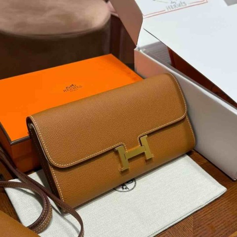 Hermès Constance Long To Go Wallet Epsom Leather Gold / 20.5×13×2cm