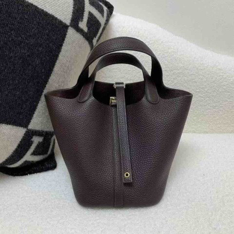 Hermès Picotin Lock 18cm Clemence   0G Rouge Selles / Gold Hardware