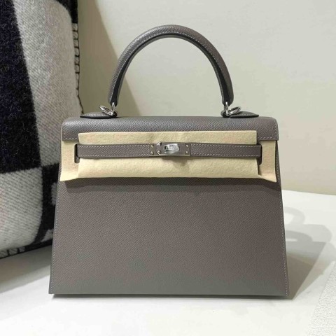 Hermès Kelly 25cm  Epsom 8F Etain x Palladium Hardware