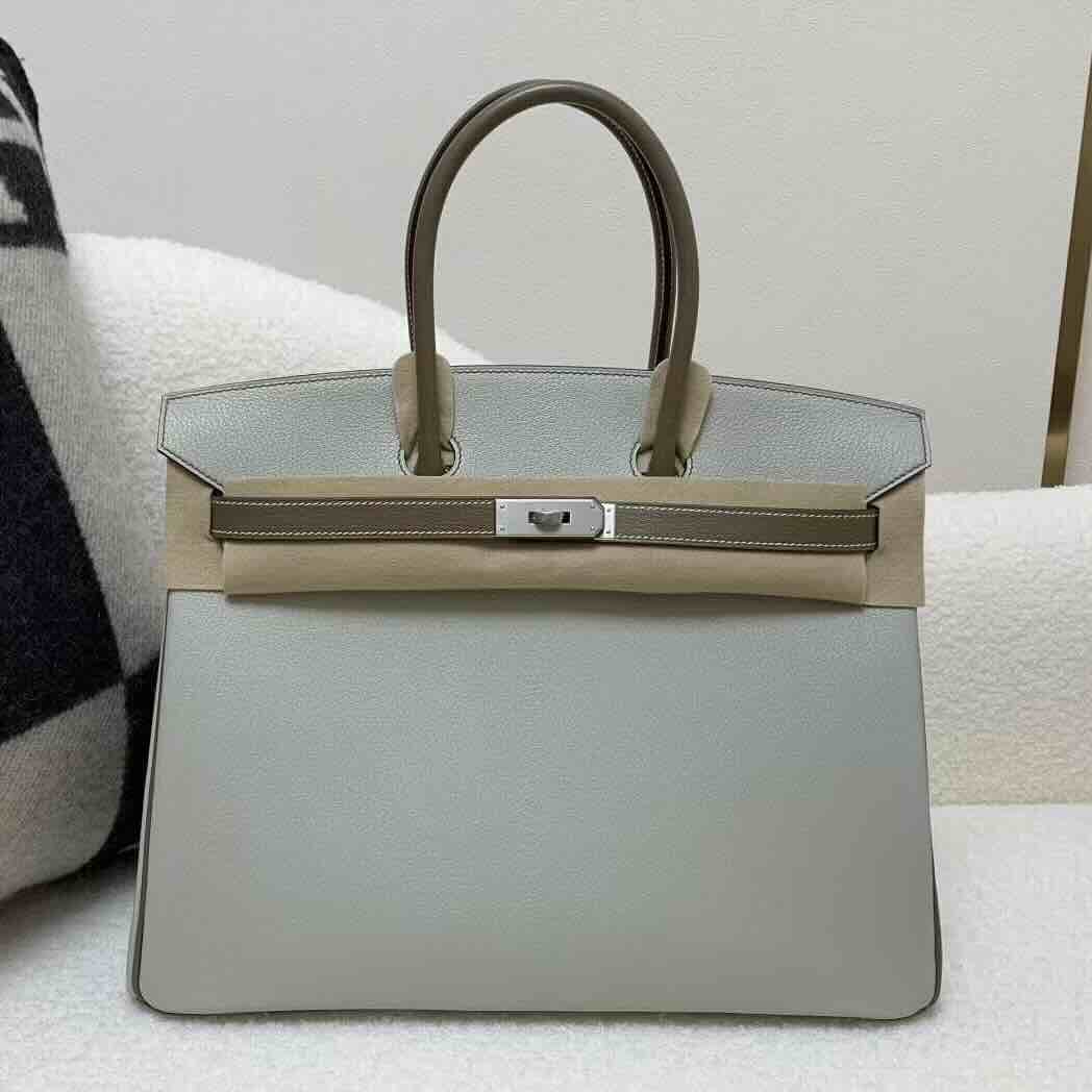 Hermès Birkin 35cm Gris Perle Etoupe Chevre Brushed Palladium Hardware