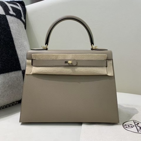 Hermès Kelly 28cm Gris Asphalte Epsom Gold Hardware