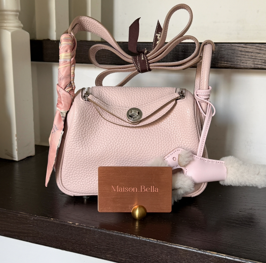 Hermès Mini Lindy Togo Rose Darling x PHW