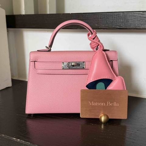 Hermès Mini Kelly2 Epsom Rose Confetti x PHW