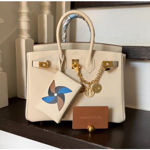 Hermès Birkin25 Togo Craie x Gold