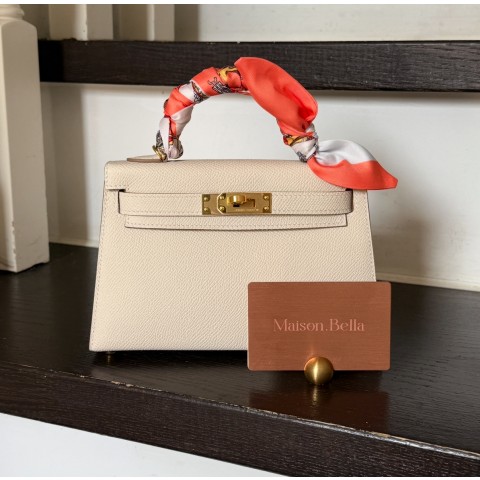 Hermès Mini Kelly2 Epsom Craie x Gold