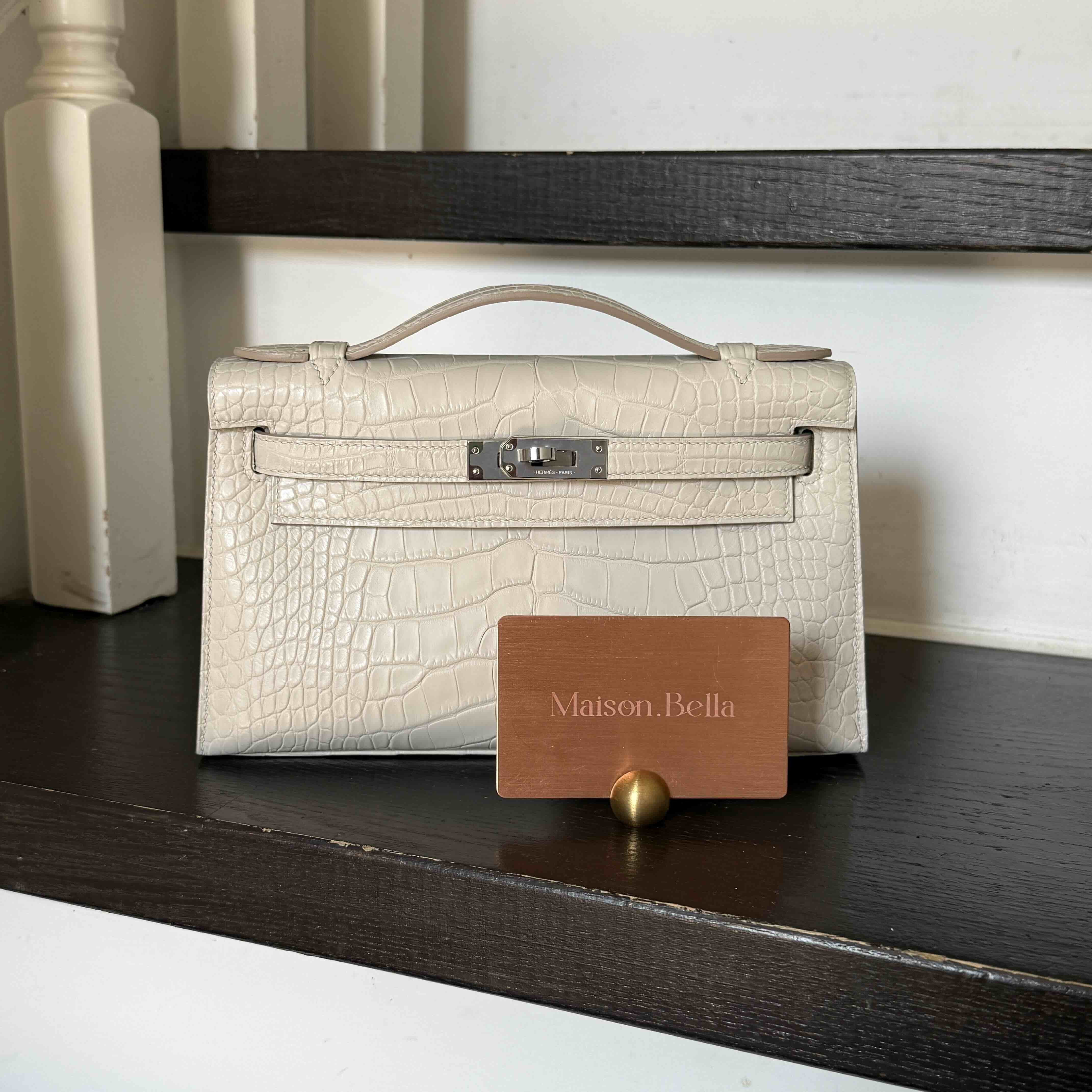 Hermès Pochette Alligator Beton x PHW 