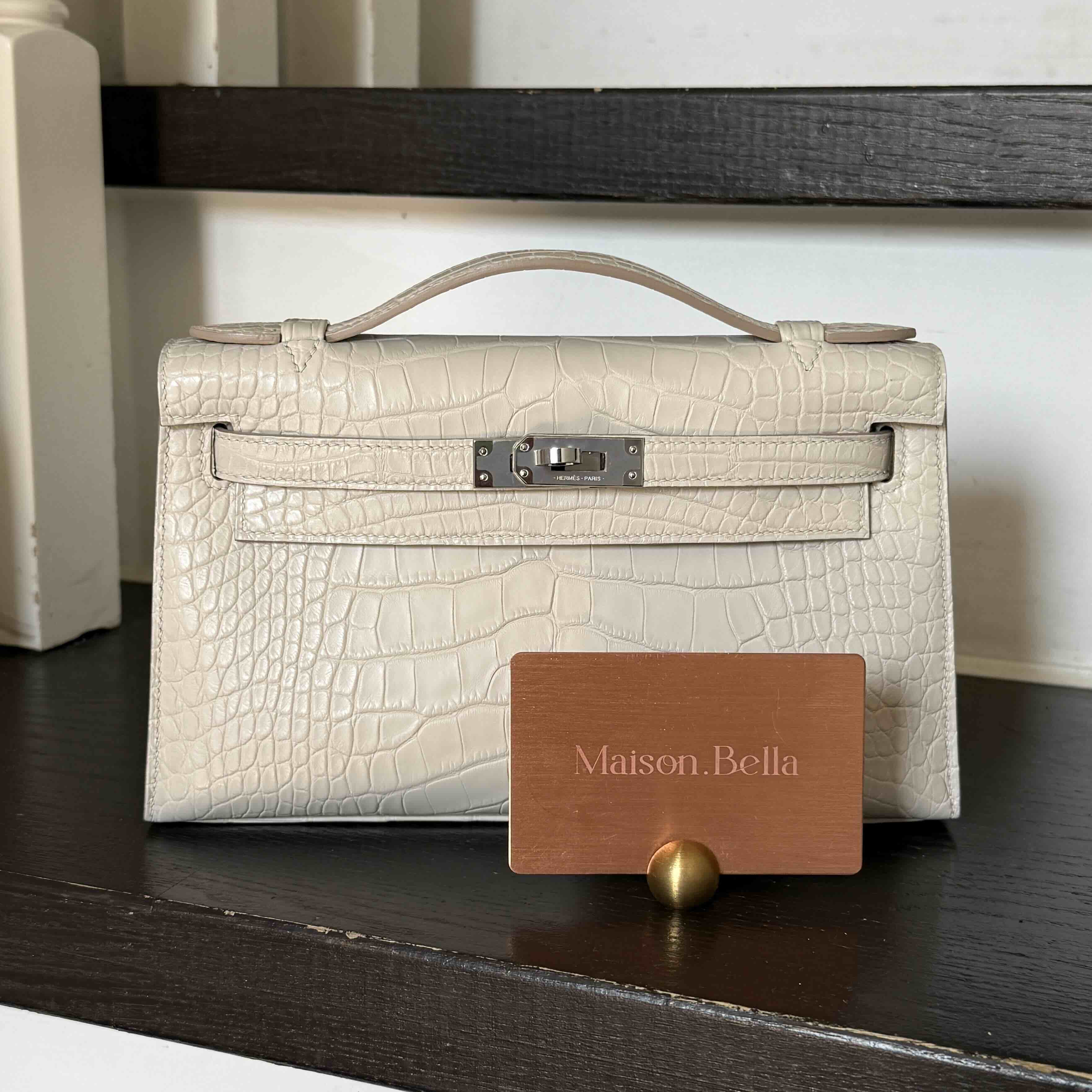 Hermès Pochette Alligator Beton x PHW (HCP)