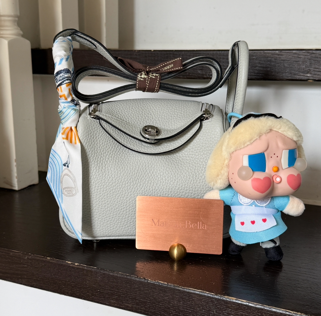 Hermès Mini Lindy Clemence Blue Lin x PHW (HCP)