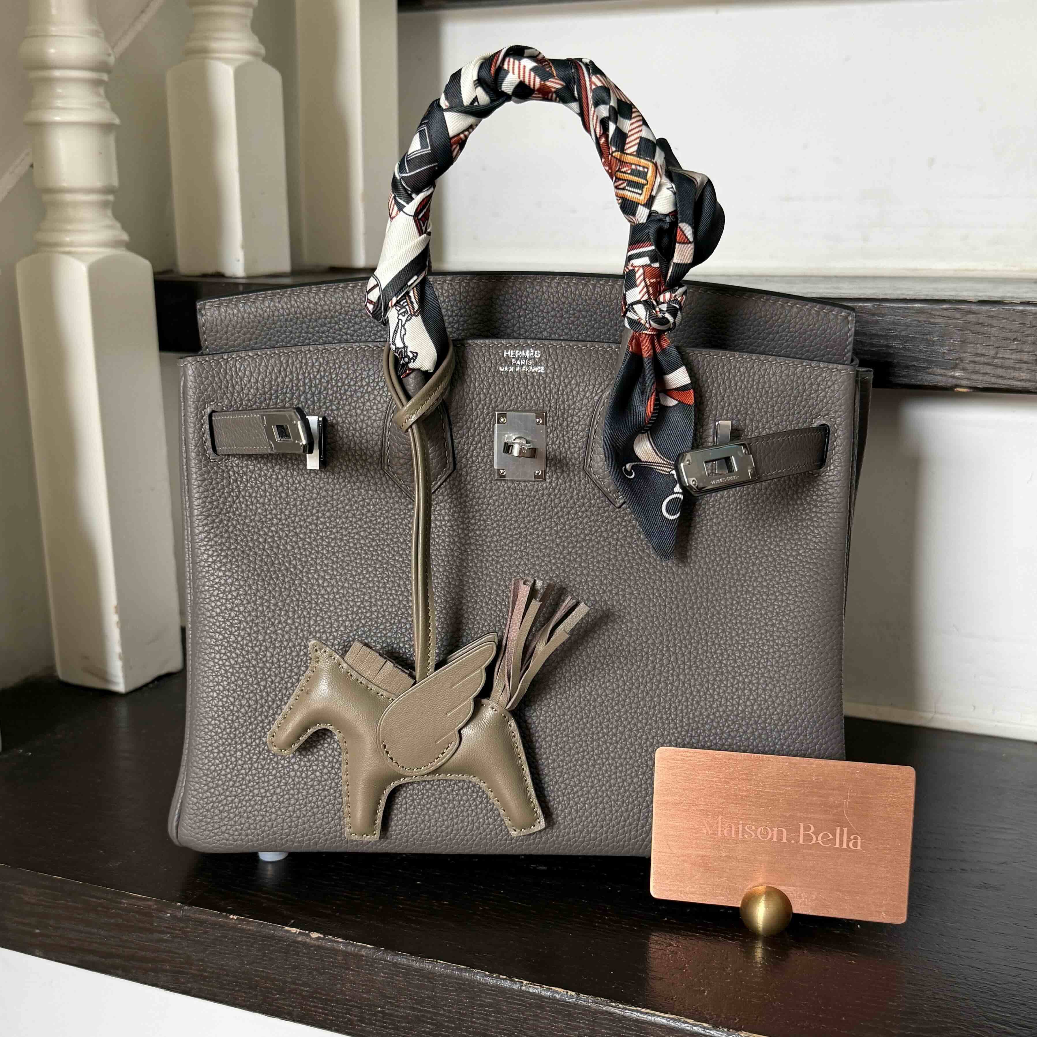 Hermès Kelly 25 Etain Togo Palladium Hardware