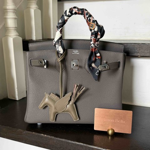 Hermès Kelly 25 Etain Togo Palladium Hardware
