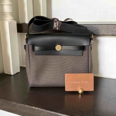 Hermès Mini Herbag in Vert de Gris Canvas and Vache Hunter with Palladium Hardware