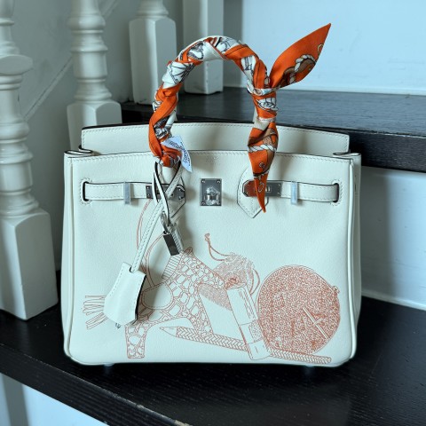Hermès Birkin 25 Nata In & Out PHW (Palladium Hardware)