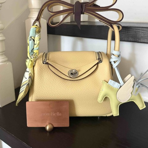 Hermès Mini Lindy Clemence Jaune Poussin x PHW