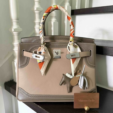 Hermès Ghillies Birkin30 Toupe Grey x Etoupe Grey x PHW