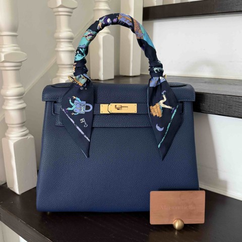 Hermès Kelly28 Togo Blue Sapphire x Gold Harware (HCP)