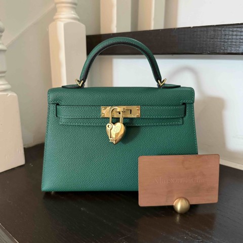 Hermès Mini KellyII Epsom Malachite x Gold Hardware