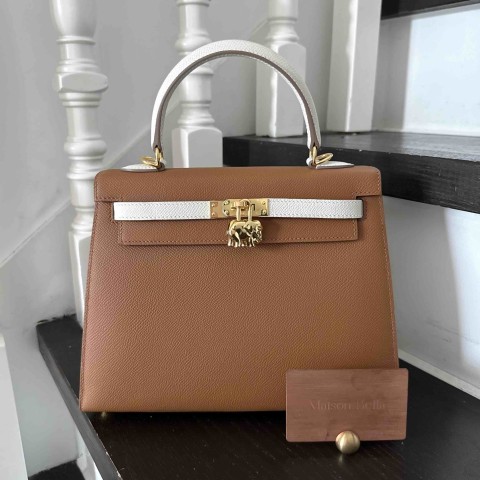 Hermès Kelly25 Gold x Blanc x GHW
