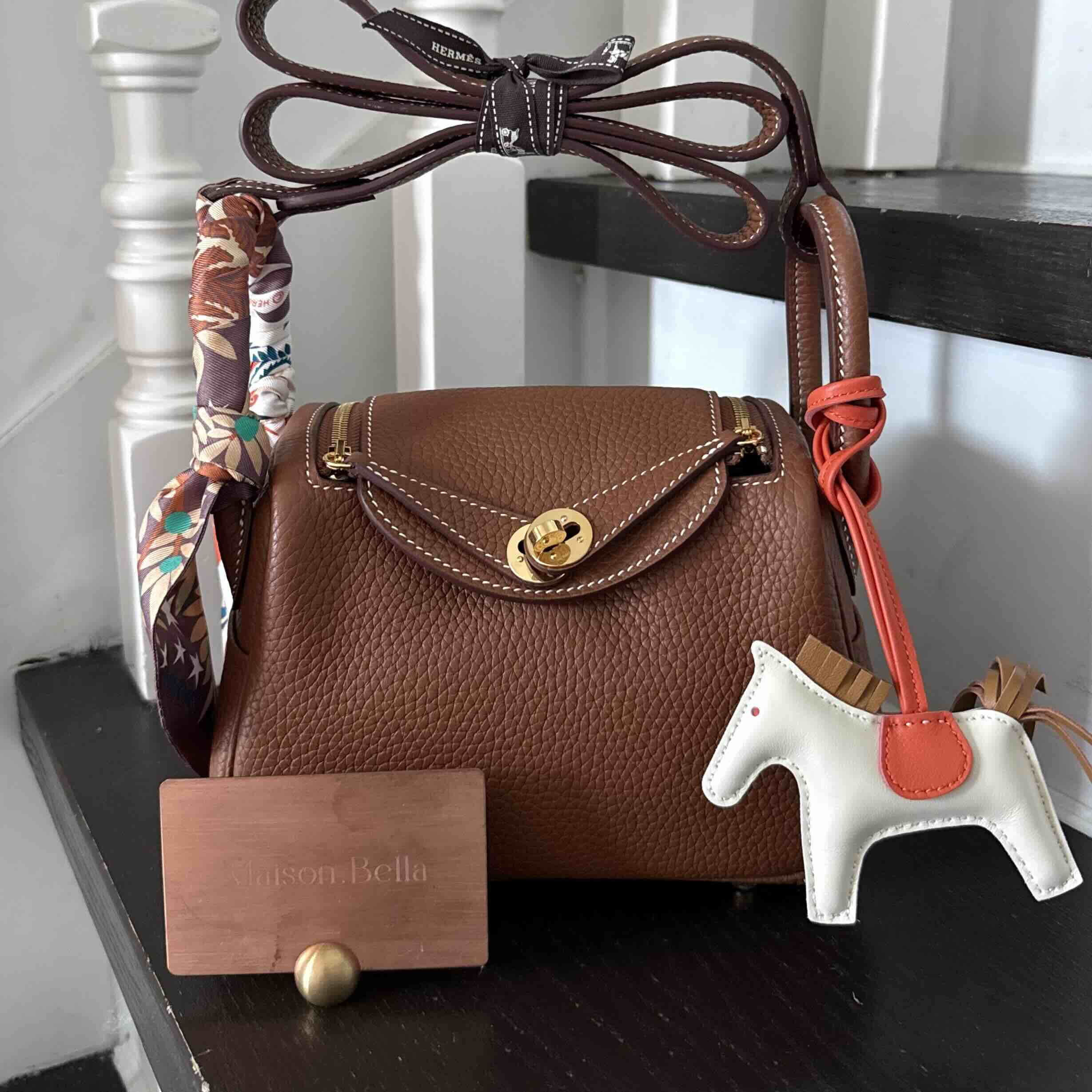 Hermès Mini Lindy Clemence Gold x GHW
