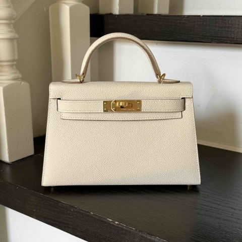 Hermès Mini Kelly2 Epsom Craie x Gold