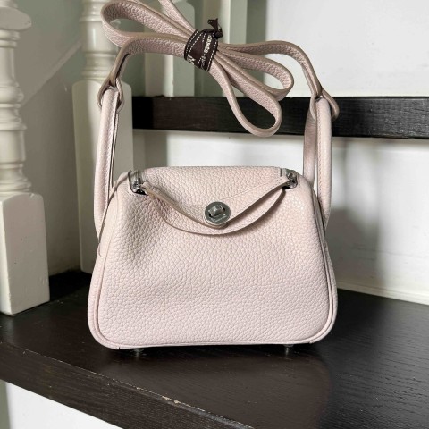 Hermès Mini Lindy Togo Rose Darling x PHW