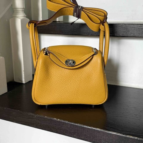 Hermes Lindy Minii Clemence Jaune Ambre & Palladium