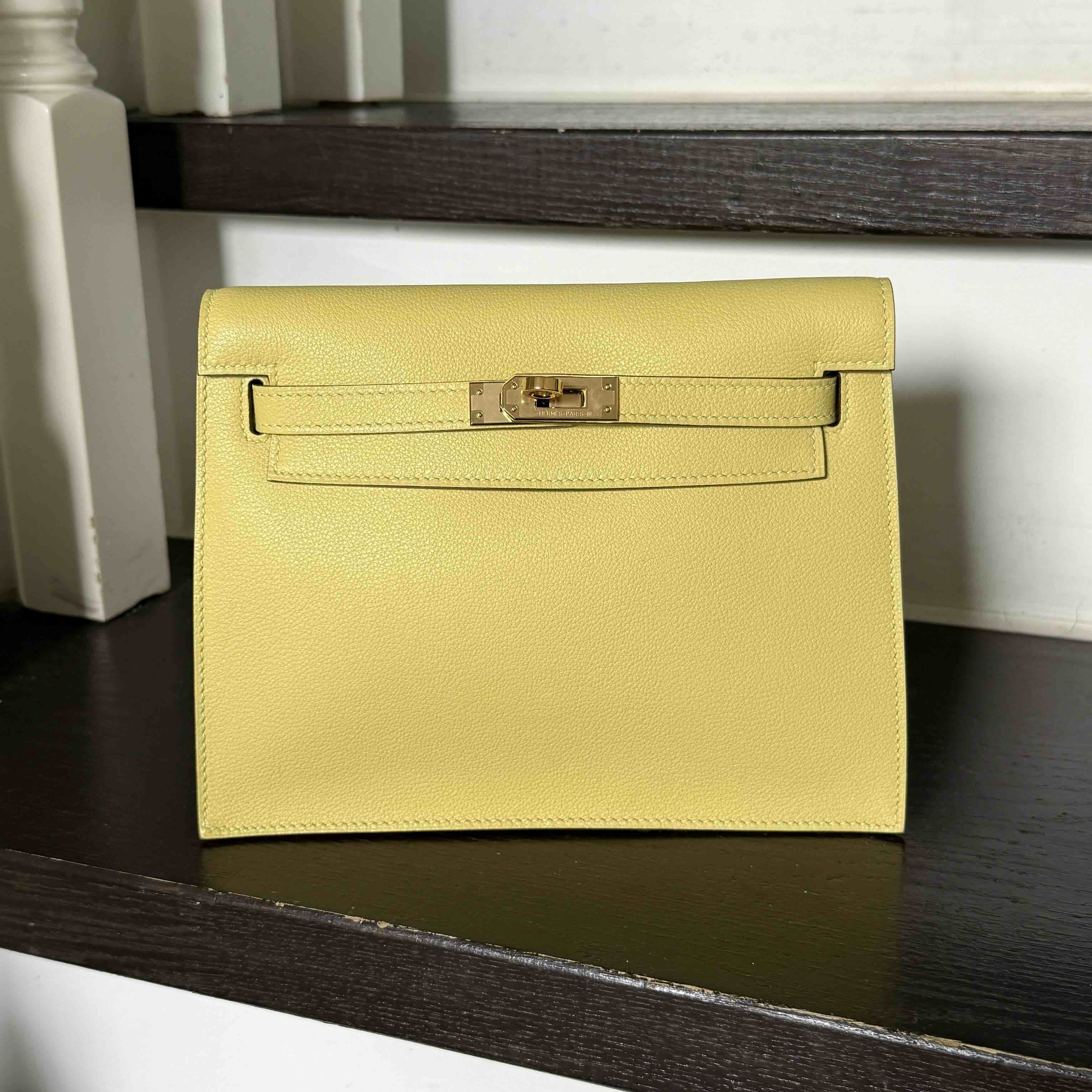 Hermès Kelly Danse II Evercolor Souffre with Gold Hardware