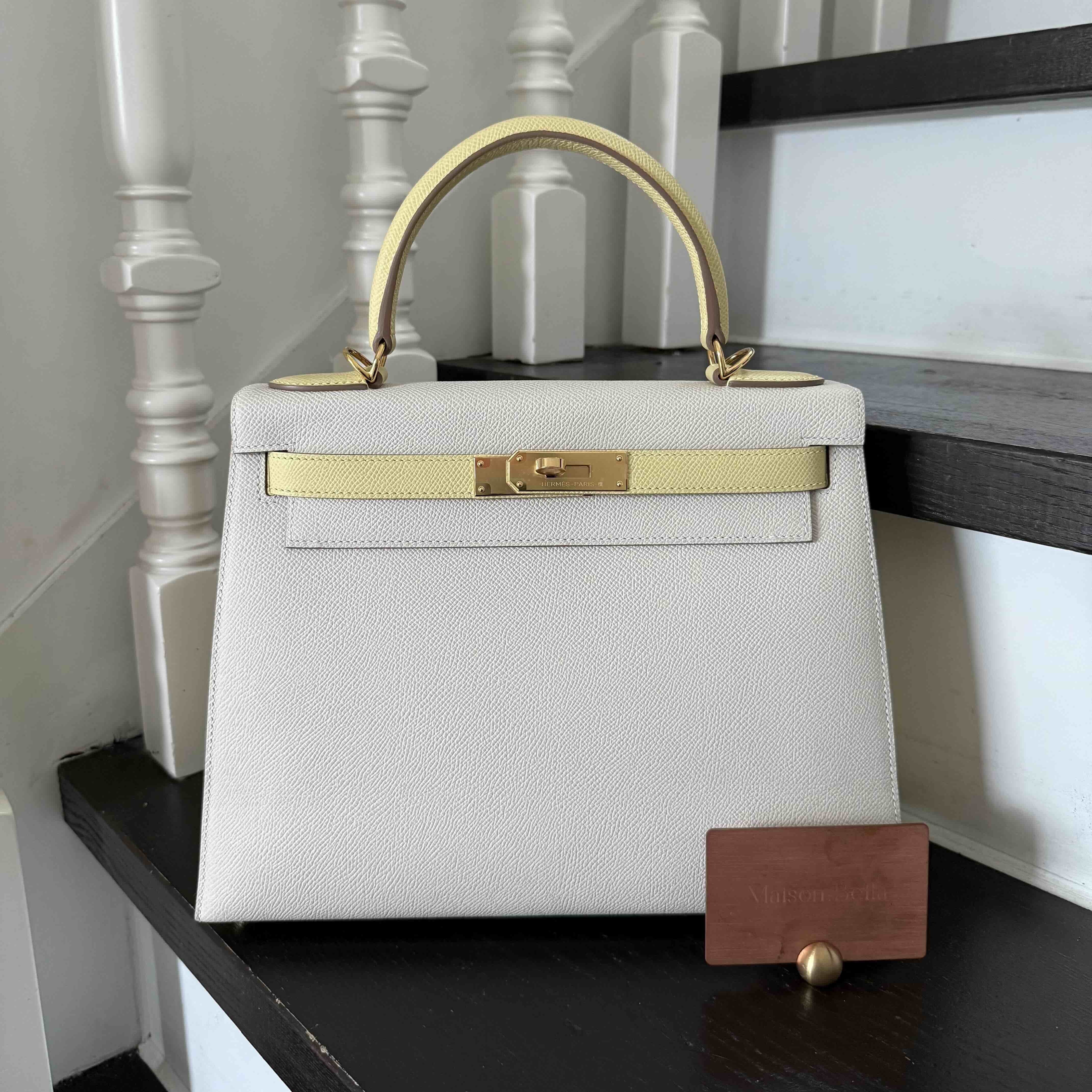 Hermès Kelly28 Sellier Epsom Craie x Jaune Poussin x GHW