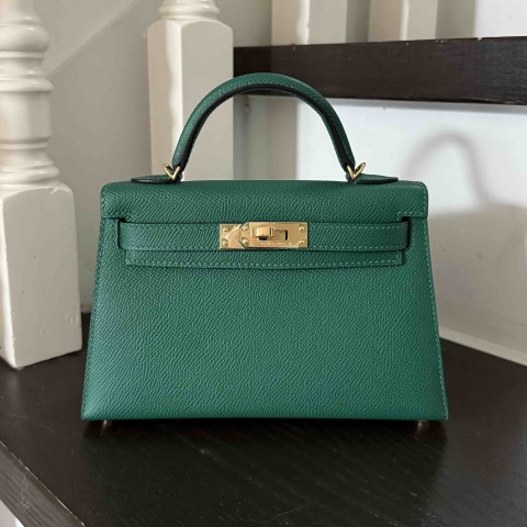 Hermès Mini KellyII Epsom Malachite x Gold Hardware