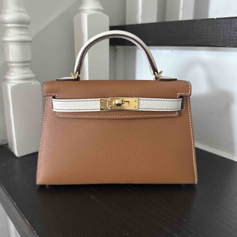 Hermès Mini Kelly II Sellier Gold x Craie x Gold Hardware