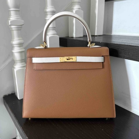 Hermès Kelly25 Gold x Blanc x GHW