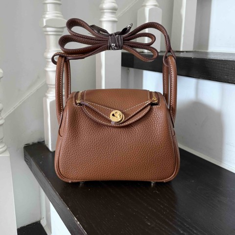Hermès Mini Lindy Clemence Gold x GHW