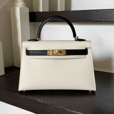Hermès Mini Kelly II Sellier Epsom Graphite & Gris Craie with Palladium Hardware