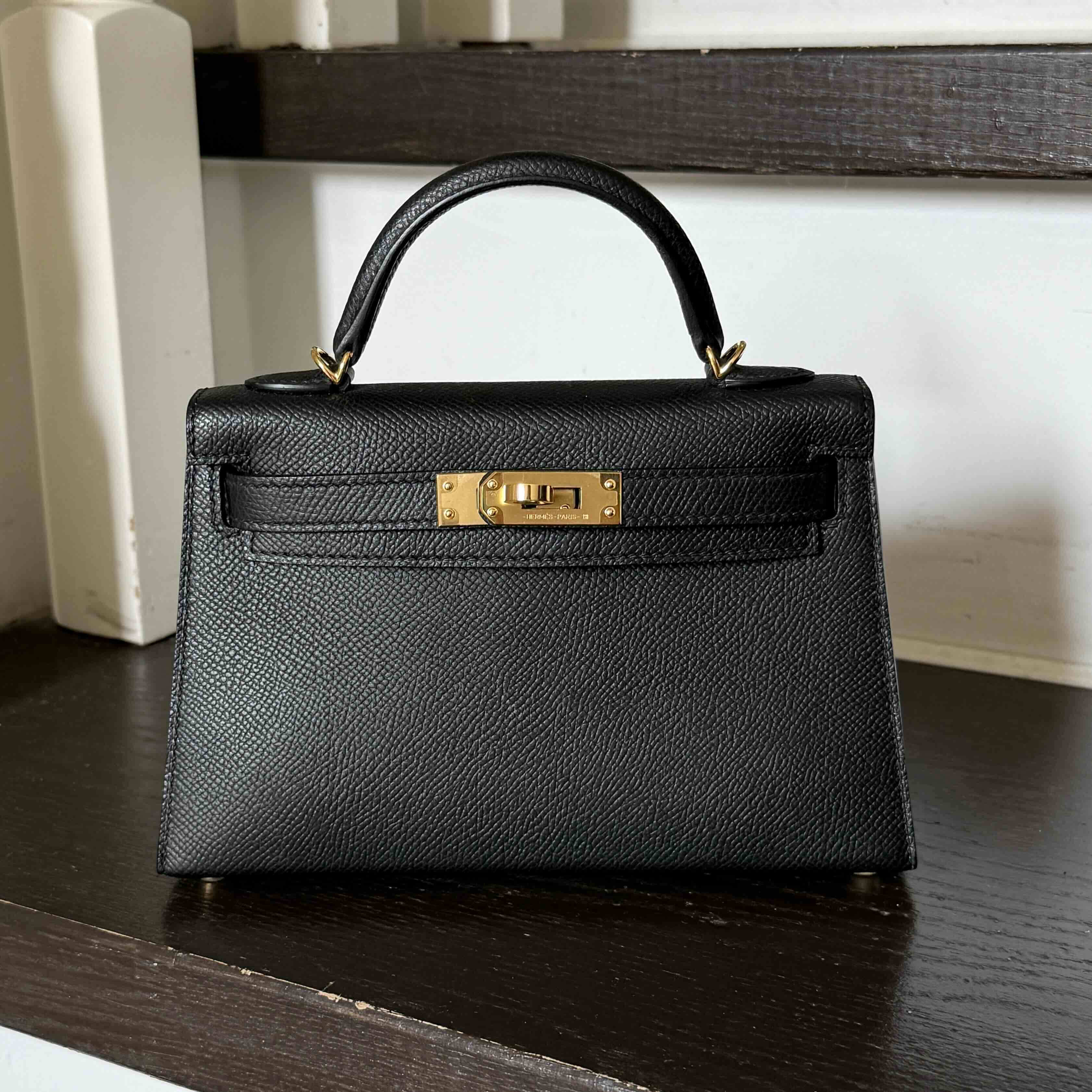 Hermès MinKelly Noir Epsom with Gold Hardware