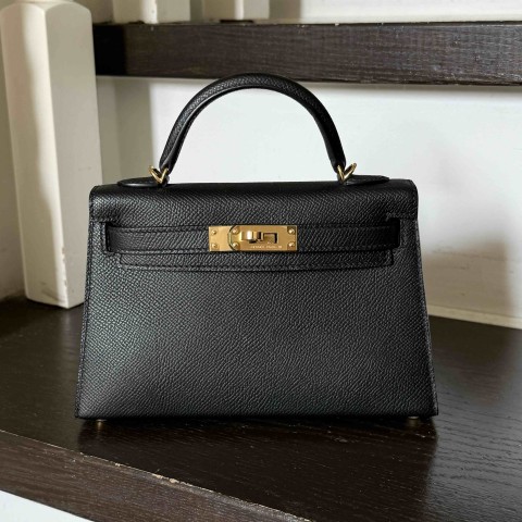Hermès MinKelly Noir Epsom with Gold Hardware