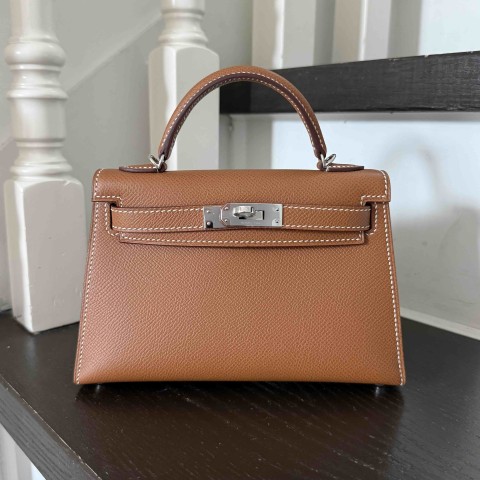 Hermès Mini kelly Epsom Gold x Palladium Hardware
