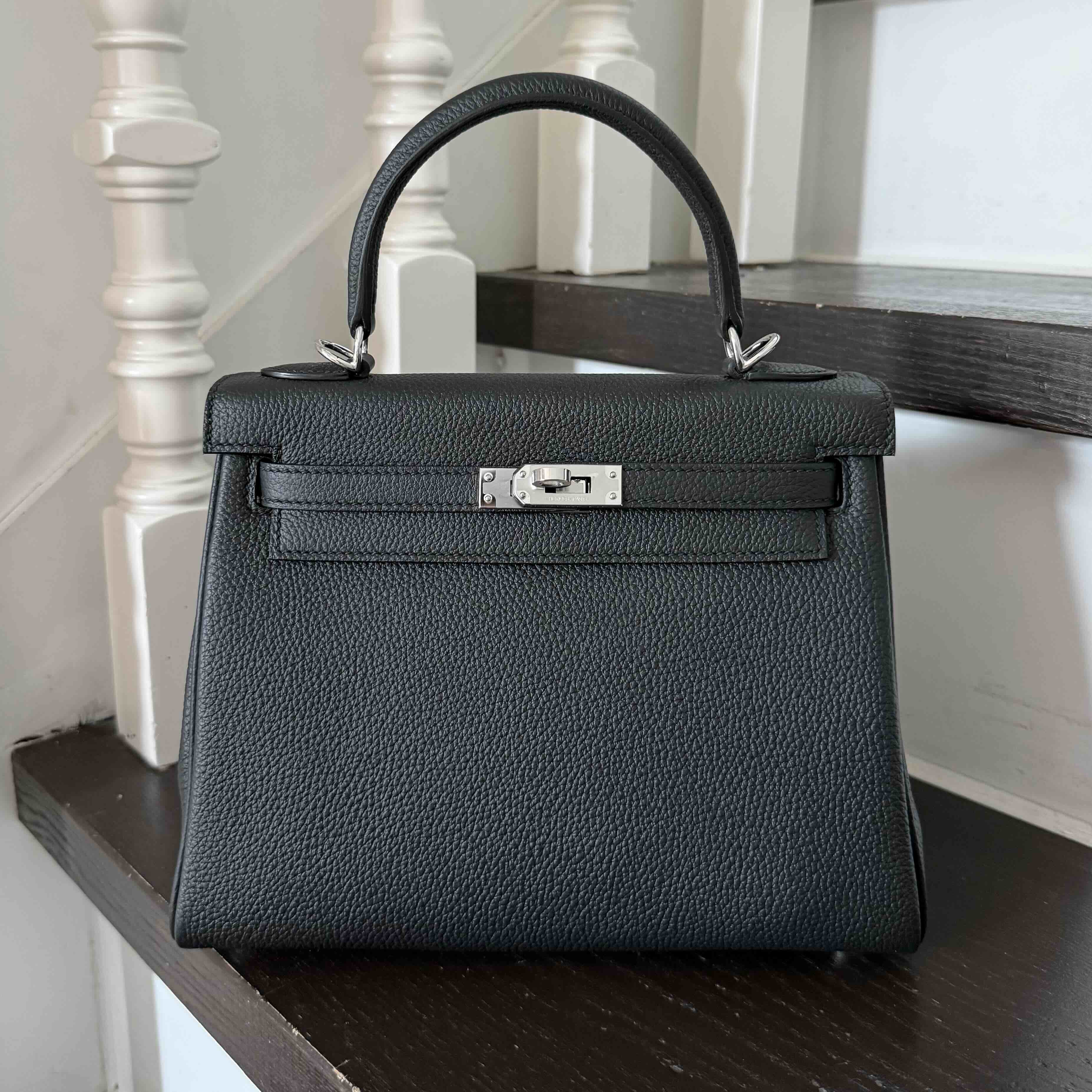 Hermès Kelly25 Togo Noir x Palladium Hardware