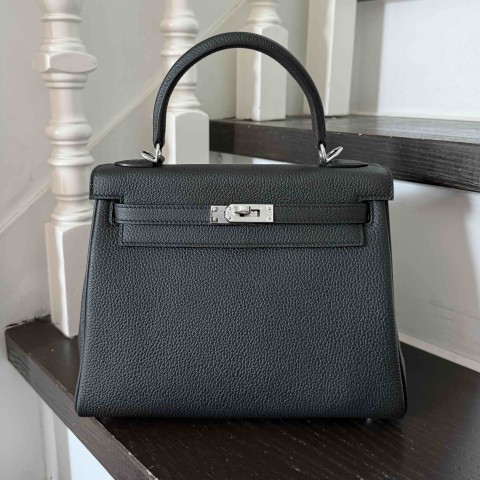 Hermès Kelly25 Togo Noir x Palladium Hardware